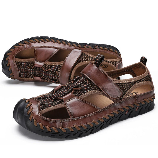👞 Sandales de Pêcheur Semi-Fermées en Cuir pour Homme – Respirantes & Antidérapantes 🥿🌿